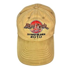 Hard Rock Cafe Cayman Islands 2010 Tan Strapback Hat Cap Love All Serve All OS